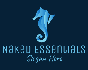 3D Blue Seahorse logo design