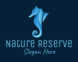 3D Blue Seahorse logo design