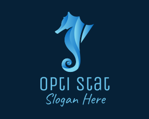 3D Blue Seahorse logo design