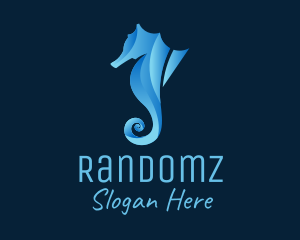 3D Blue Seahorse logo design