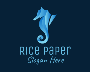 3D Blue Seahorse logo design