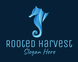 3D Blue Seahorse logo design