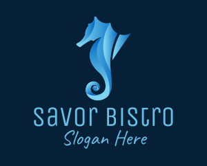 3D Blue Seahorse logo