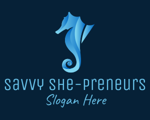 3D Blue Seahorse logo design