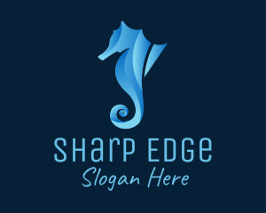 3D Blue Seahorse logo design