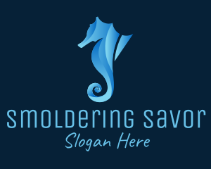 3D Blue Seahorse logo design