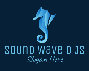 3D Blue Seahorse logo design