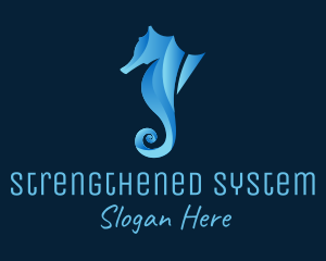 3D Blue Seahorse logo design