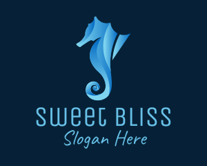 3D Blue Seahorse logo design