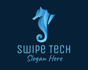 3D Blue Seahorse logo design