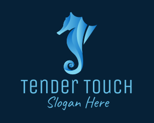 3D Blue Seahorse logo design