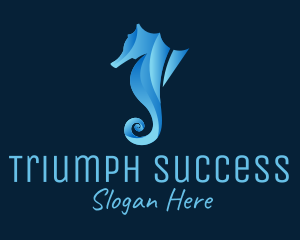 3D Blue Seahorse logo design