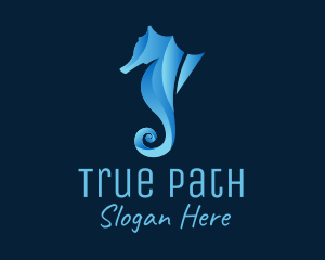 3D Blue Seahorse logo design