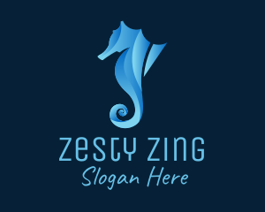 3D Blue Seahorse logo design