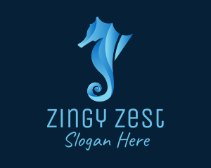 3D Blue Seahorse logo design