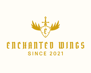 Winged Shield Sword logo design