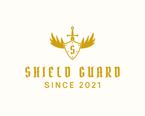 Winged Shield Sword logo design