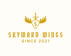 Winged Shield Sword logo design