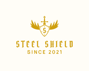 Winged Shield Sword logo design