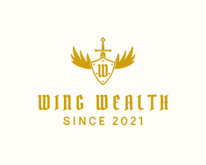 Winged Shield Sword logo design