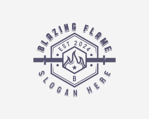 Flaming Barbell Gym logo design