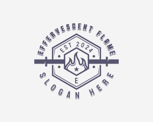 Flaming Barbell Gym logo design