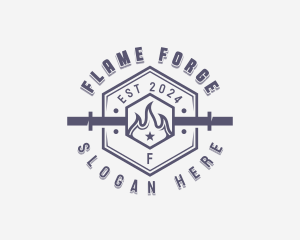 Flaming Barbell Gym logo design