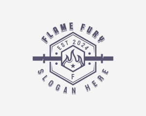 Flaming Barbell Gym logo design