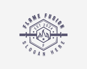 Flaming Barbell Gym logo design