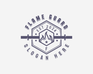 Flaming Barbell Gym logo design