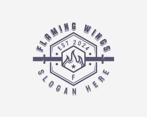 Flaming Barbell Gym logo design