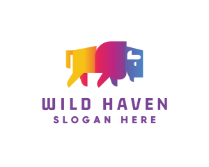 Gradient Wild Bison logo design