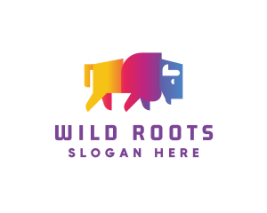 Gradient Wild Bison logo design