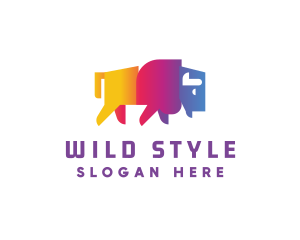 Gradient Wild Bison logo design