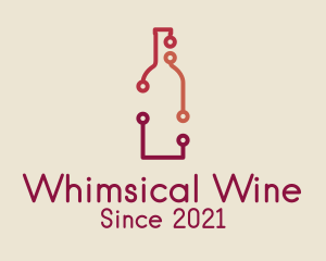 Wine Bottle Circuit  logo design