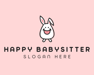 Happy Bunny Rabbit Kid logo design