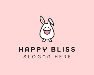 Happy Bunny Rabbit Kid logo design