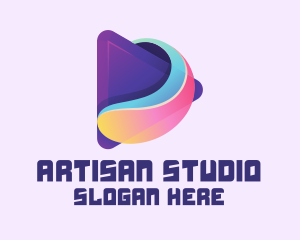 Colorful Media Play Button logo design