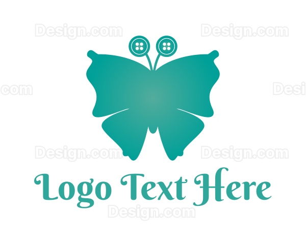 Teal Button Butterfly Logo