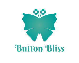 Teal Button Butterfly logo design