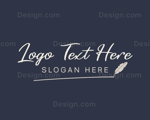 Writer Feather Pen Wordmark Logo