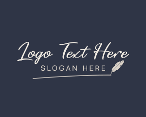 Writer Feather Pen Wordmark Logo