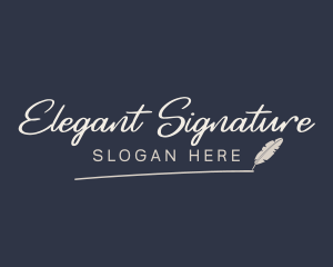 Writer Feather Pen Wordmark logo design