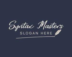 Writer Feather Pen Wordmark logo