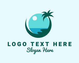 Island Beach Palm Tree logo