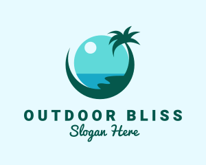 Island Beach Palm Tree logo design