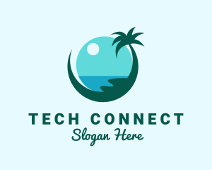 Island Beach Palm Tree logo
