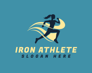 Athletic Woman Run logo design