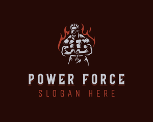 Fire Strong Man logo design