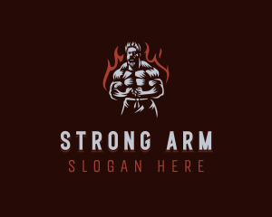 Fire Strong Man logo design